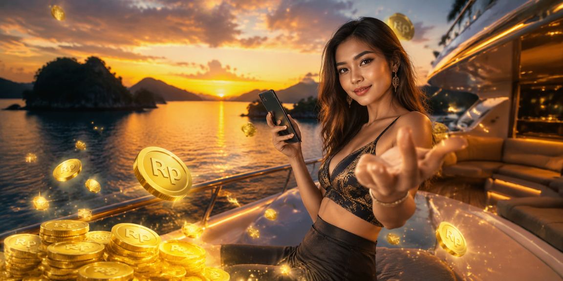 Model menunjukkan proses deposit bonus lewat aplikasi mobile di dalam ruangan
